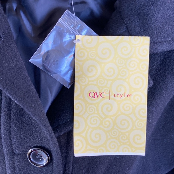 NWT QVC Centigrade Black 100% Wool 7-Button Long Full Length Coat Women’s Size L - Picture 4 of 6